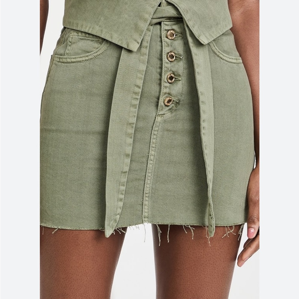 NWT!! Le Jean Olive Green Button-Front Skirt- Size 26
